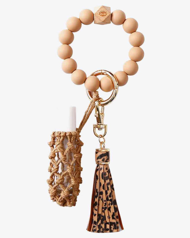 Evil Eye Beaded Keychain with Tassel