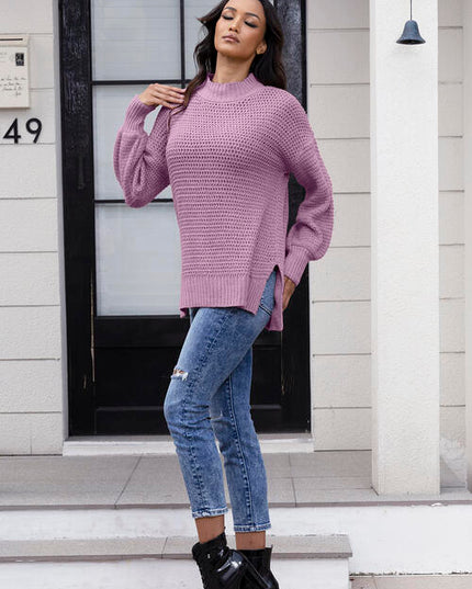 Round Neck Slit Sweater