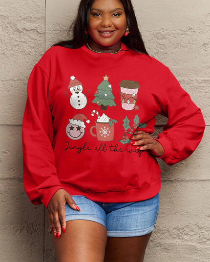 Simply Love Full Size JINGLE ALL THE WAY Long Sleeve Sweatshirt