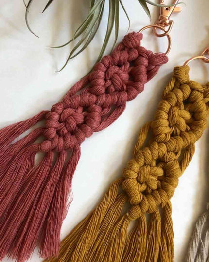 Assorted 4-Pack Macrame Fringe Keychain