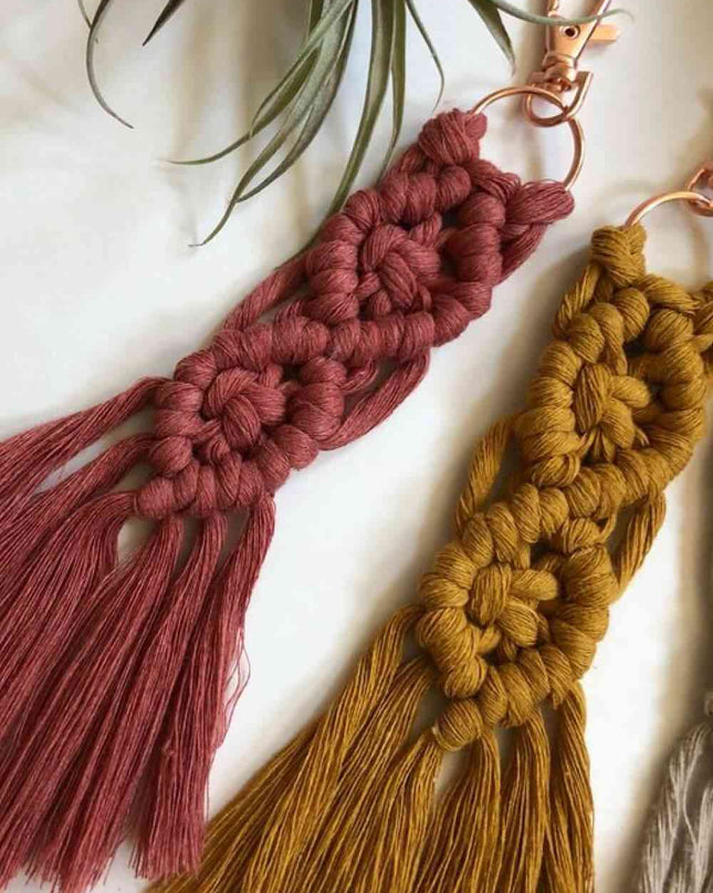Assorted 4-Pack Macrame Fringe Keychain