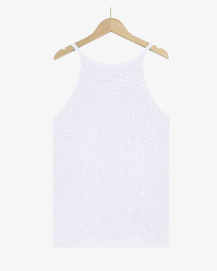 Openwork Grecian Neck Knit Tank Top