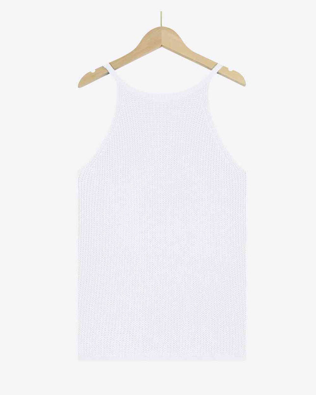 Openwork Grecian Neck Knit Tank Top