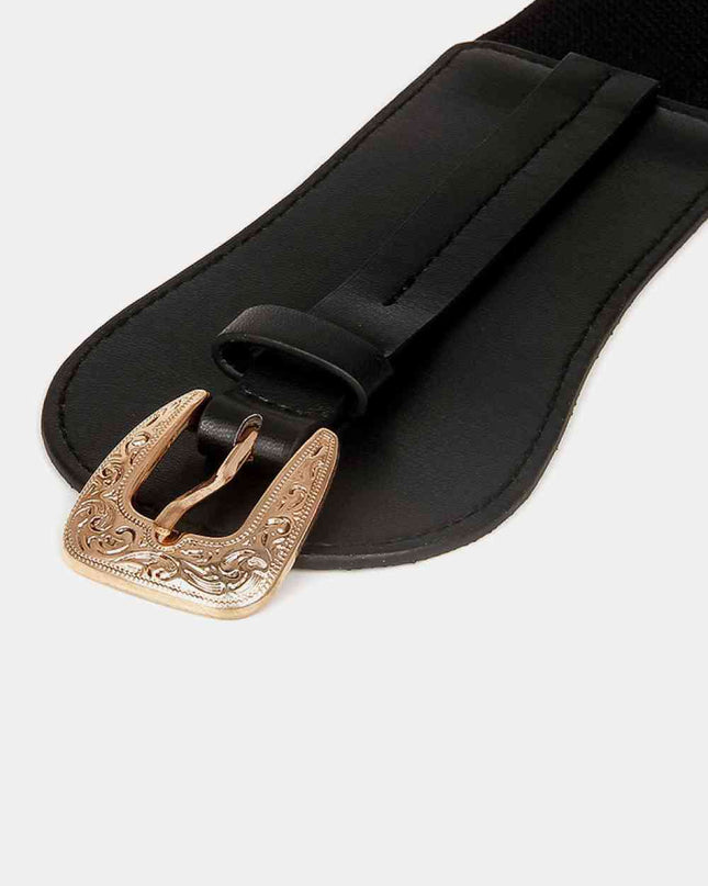 Wide Elastic Belt with Alloy Buckle