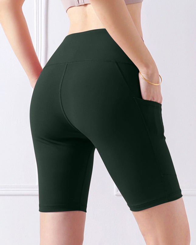 Pocketed High Waist Active Shorts