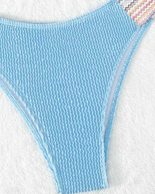 Contrast Textured High Cut Swim Set