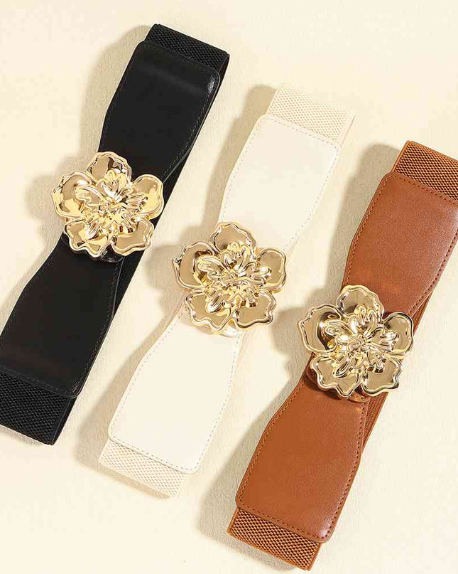 Flower Alloy Buckle Elastic Belt