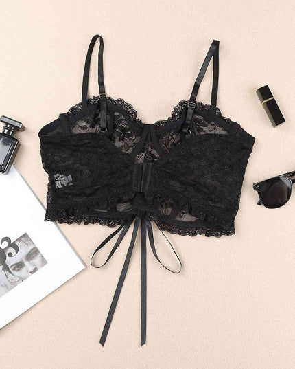 Lace-Up Lace Bralette