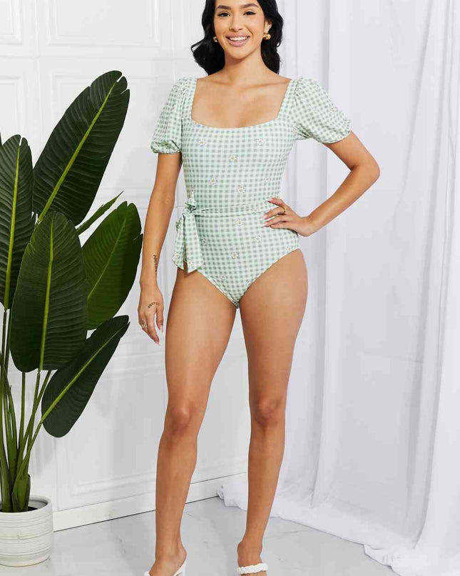 Marina West Swim Salty Air Puff Sleeve One-Piece in Sage