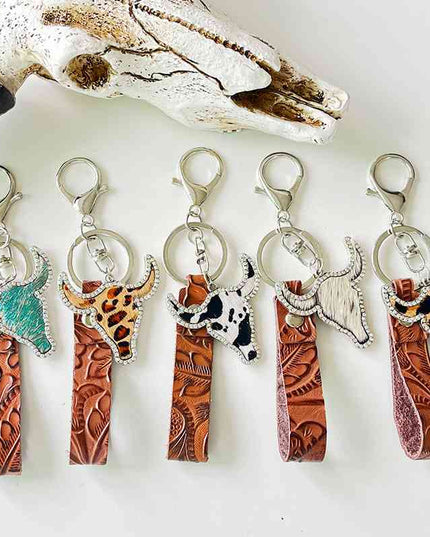 Rhinestone Bull Keychain