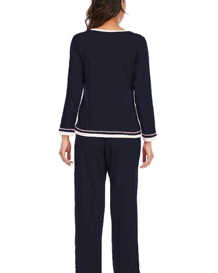 V-Neck Top and Pants Lounge Set