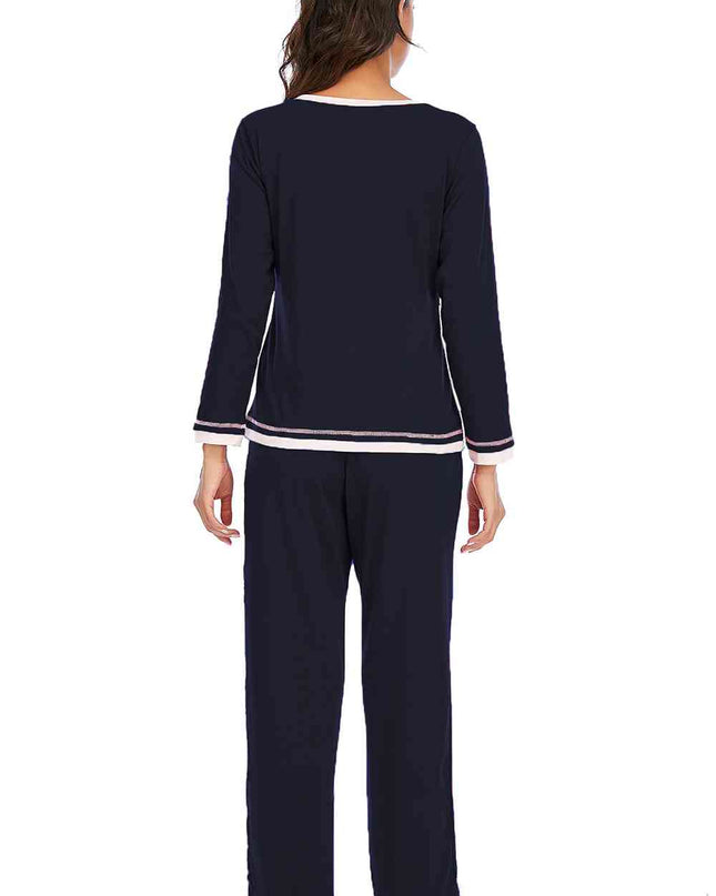 V-Neck Top and Pants Lounge Set