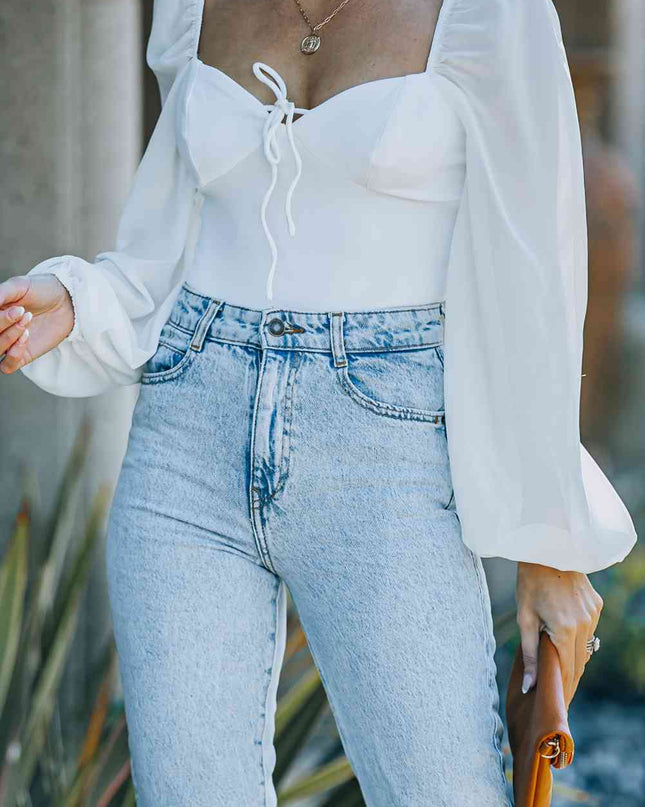 Tied Balloon Sleeve Bodysuit