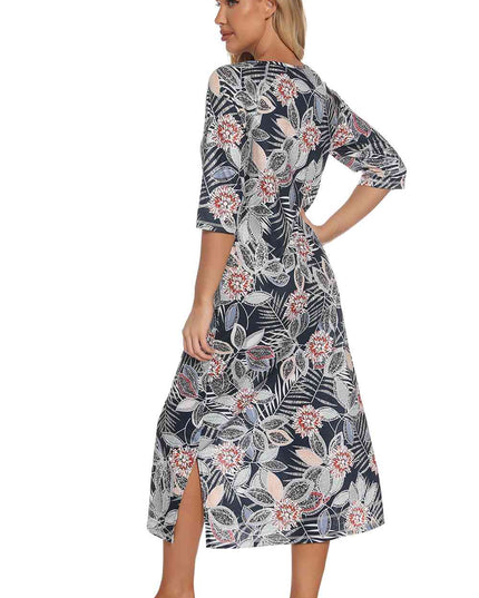 Printed Slit Night Dress with Pockets