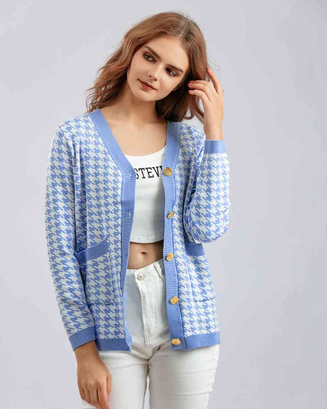 Houndstooth Button Down Cardigan