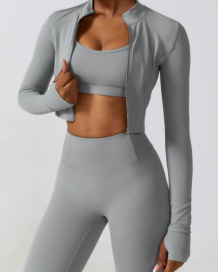 Zip-Up Long Sleeve Sports Top