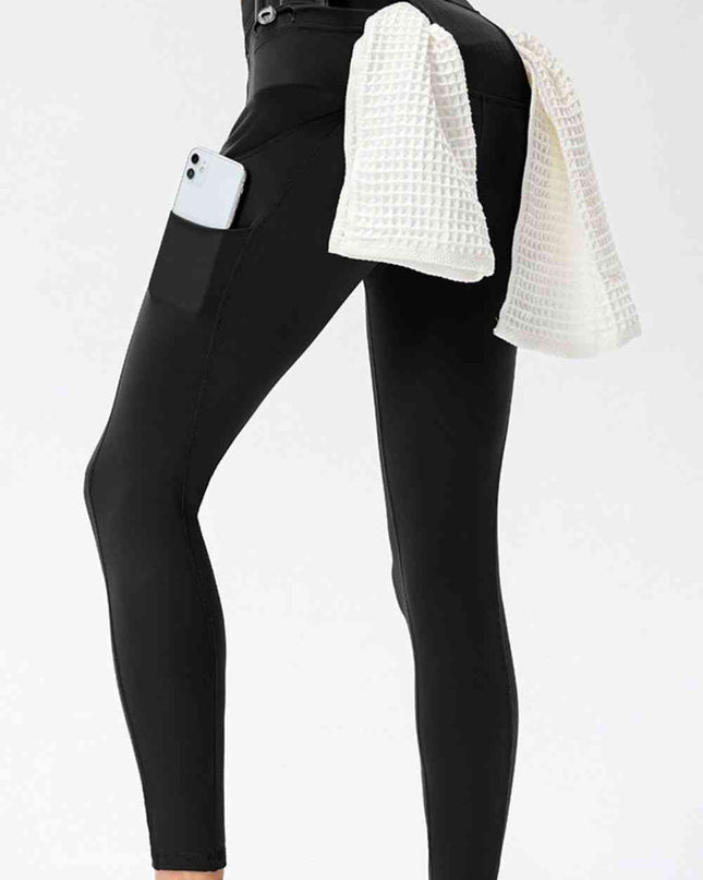 Full Size Slim Fit High Waist Long Sports Pants with Pockets