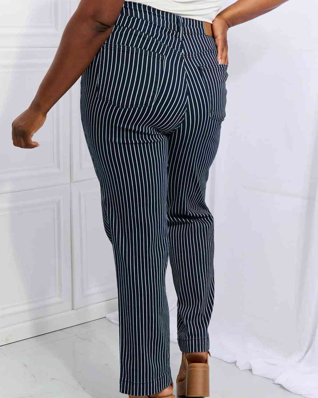Judy Blue Cassidy Full Size High Waisted Tummy Control Striped Straight Jeans