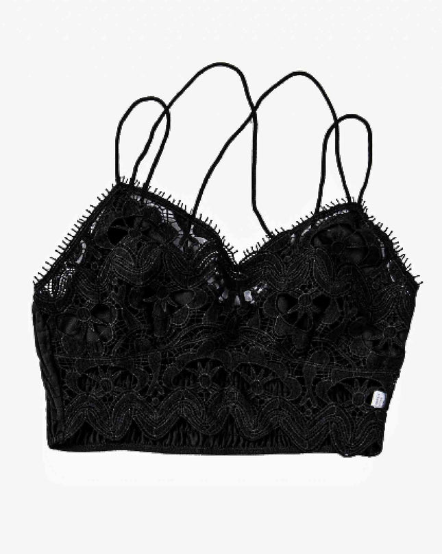 Smocked Eyelash Trim Lace Bralette