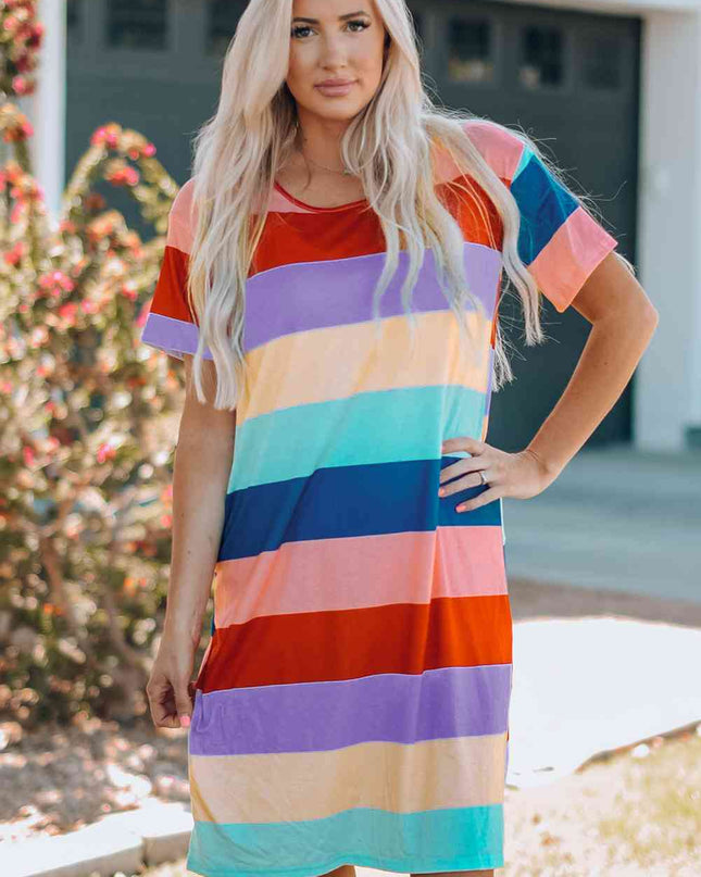 Women Color Block Side Slit Mini Dress