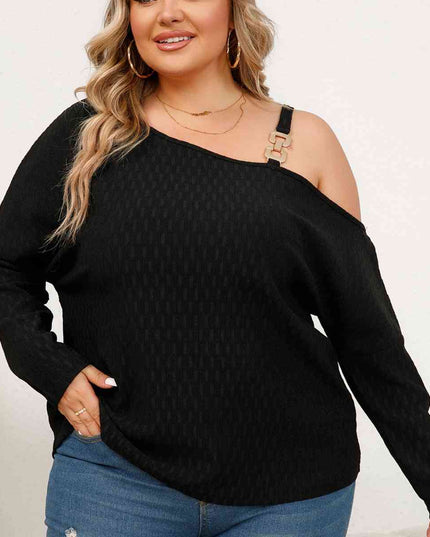 Plus Size One-Shoulder Asymmetrical Blouse