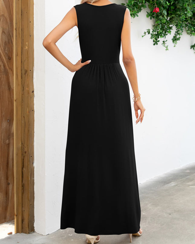 Surplice Neck Sleeveless Maxi Dress