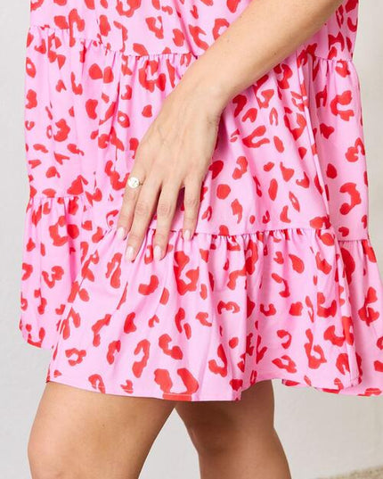 Double Take Short Flounce Sleeve Tiered Dress