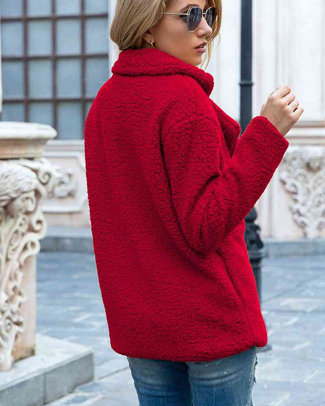 Full Size Lapel Collar Sherpa Coat