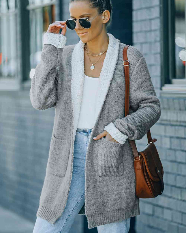 Open Front Pocketed Longline Cardigan