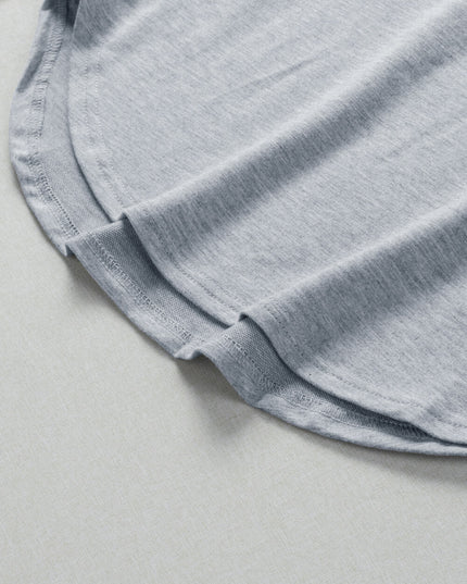 Button Detail Curved Hem Top