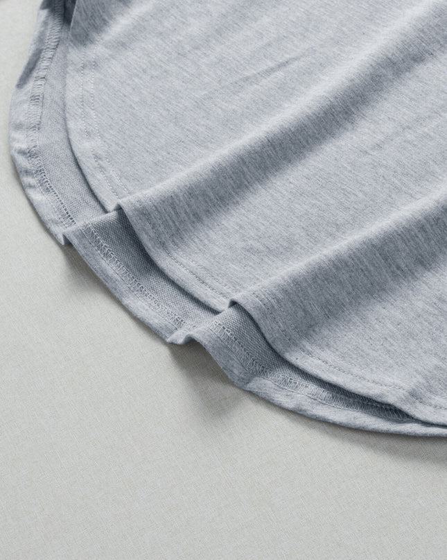 Button Detail Curved Hem Top