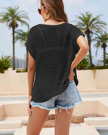 Round Neck Openwork Cover Up