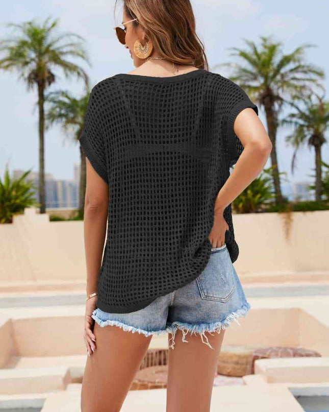 Round Neck Openwork Cover Up