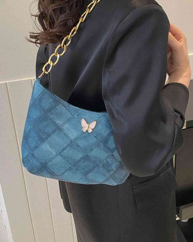 Butterfly Decor PU Leather Shoulder Bag