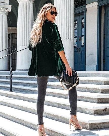 Button Up Long Sleeve Blazer with Pocket