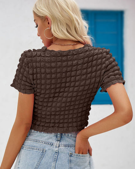 Round Neck Short Sleeve Crop Top