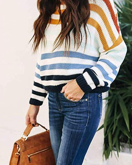 Striped Round Neck Knit Top