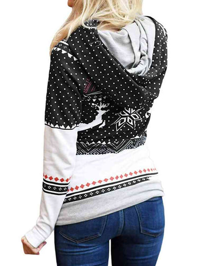 Printed Long Sleeve Hoodie with Pocket