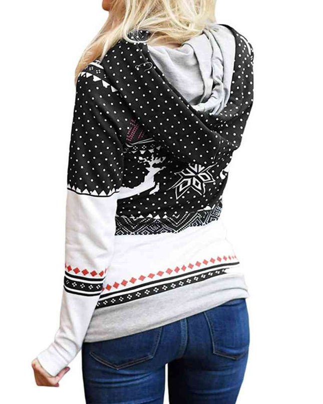 Printed Long Sleeve Hoodie with Pocket