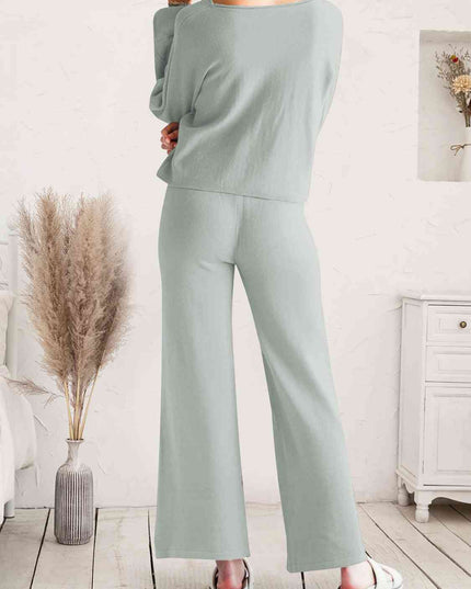 Long Sleeve Lounge Top and Drawstring Pants Set