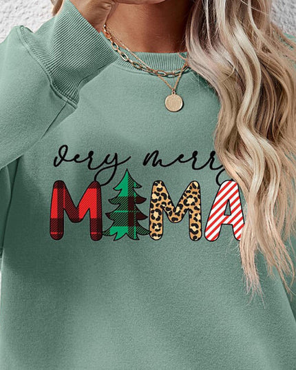 Letter Graphic Round Neck Long Sleeve Sweatshirt