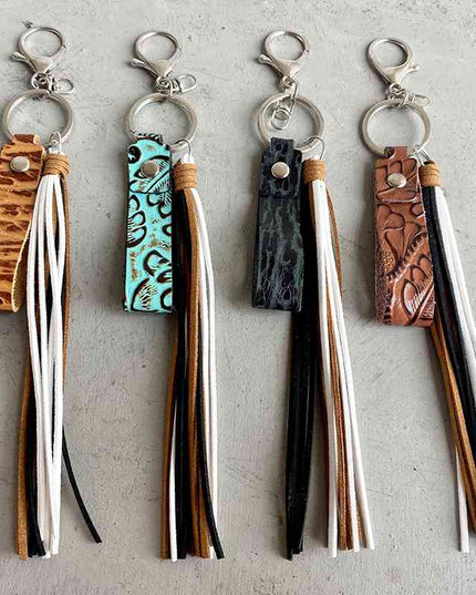Genuine Leather Tassel Keychain