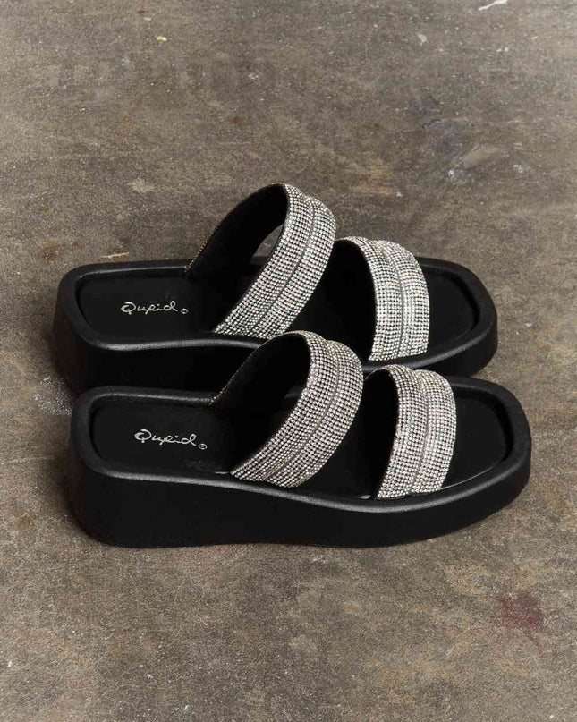 Qupid Bright Mind Platform Wedge Rhinestone Sandal