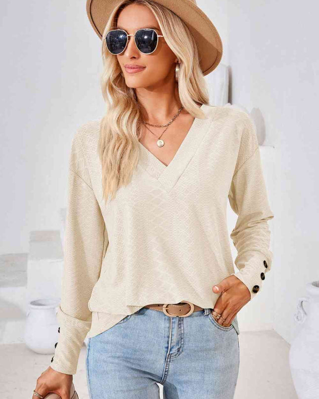 V-Neck Long Sleeve Blouse