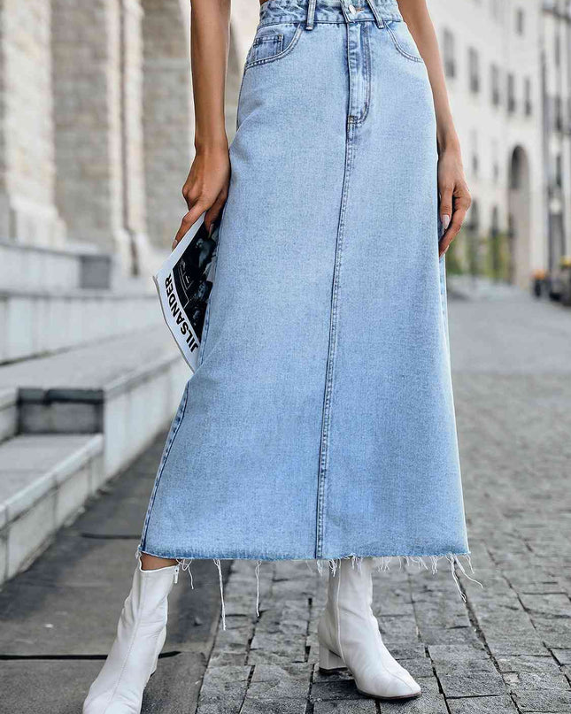 Raw Hem Denim Skirt
