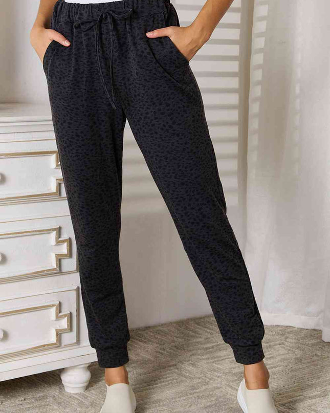 Basic Bae Leopard Print Joggers with Pockets