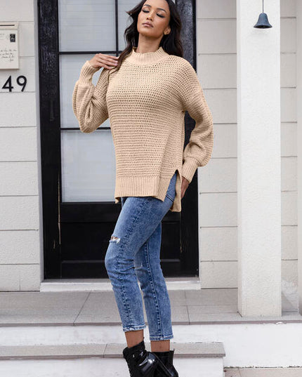 Round Neck Slit Sweater