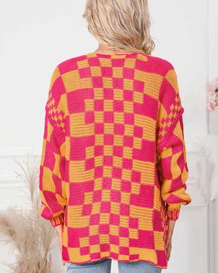 Contrast Exposed Seam Open Front Cardigan