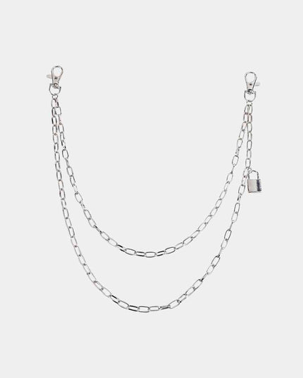 Double Layered Iron Chain Belt with Lock Charm