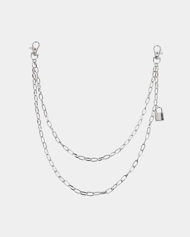 Double Layered Iron Chain Belt with Lock Charm